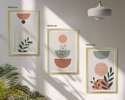 Set de 3 cuadros para salón motivos vegetales modernos