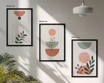 Set de 3 cuadros para salón con motivos vegetales modernos