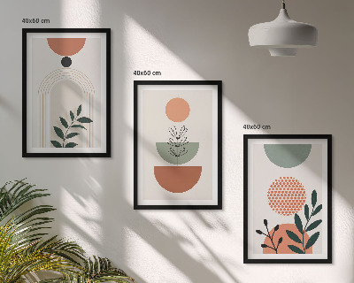 Set de 3 cuadros para salón motivos vegetales modernos