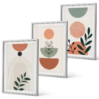 Set de 3 cuadros para salón con motivos vegetales modernos