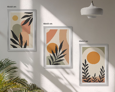 Juego de 3 cuadros Formas abstractas de plantas