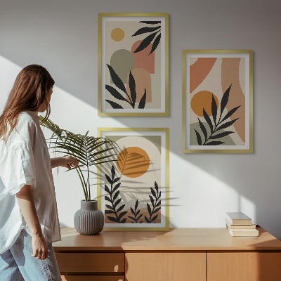 Juego de 3 cuadros Formas abstractas de plantas