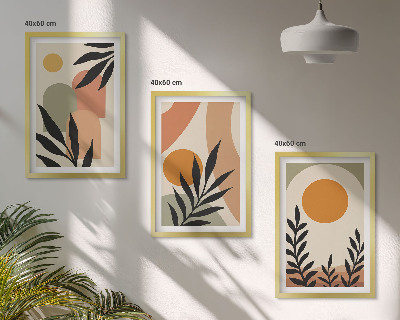 Juego de 3 cuadros Formas abstractas de plantas