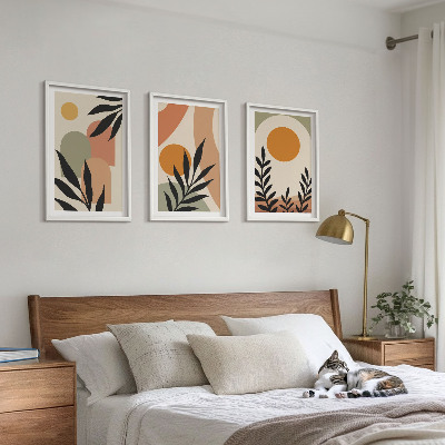 Juego de 3 cuadros Formas abstractas de plantas