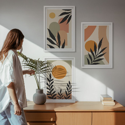 Juego de 3 cuadros Formas abstractas de plantas
