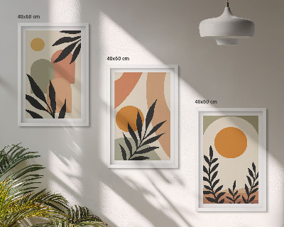 Juego de 3 cuadros Formas abstractas de plantas