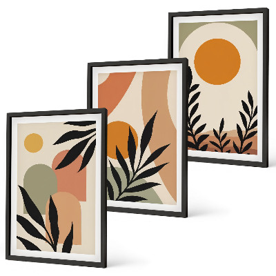 Juego de 3 cuadros Formas abstractas de plantas