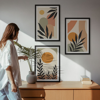 Juego de 3 cuadros Formas abstractas de plantas