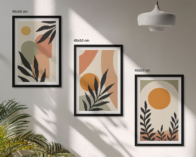 Juego de 3 cuadros Formas abstractas de plantas