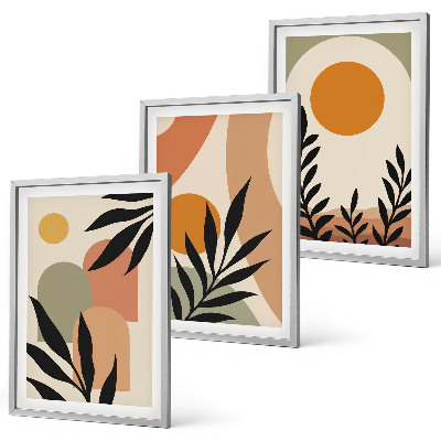 Juego de 3 cuadros Formas abstractas de plantas
