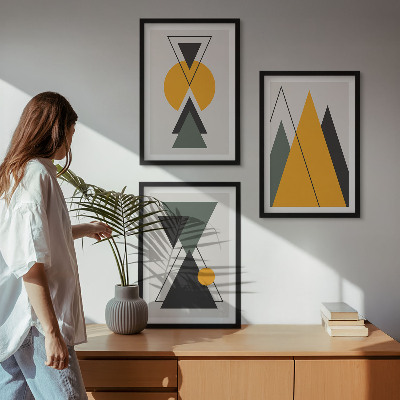 Juego de 3 cuadros Formas geométricas abstractas