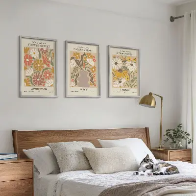 Juego de 3 cuadros con estampados florales de Ámsterdam, París y Londres