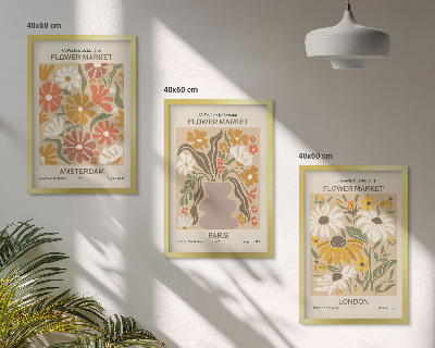 Juego de 3 cuadros Estampados florales Ámsterdam París Londres