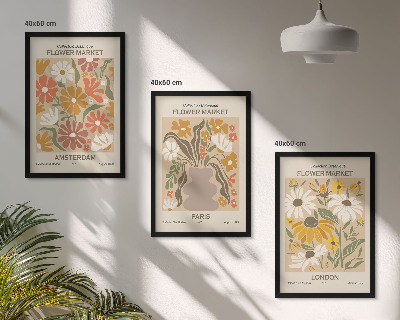 Juego de 3 cuadros Estampados florales Ámsterdam París Londres