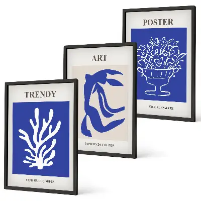 Carteles abstractos de Matisse juego de 3 cuadros