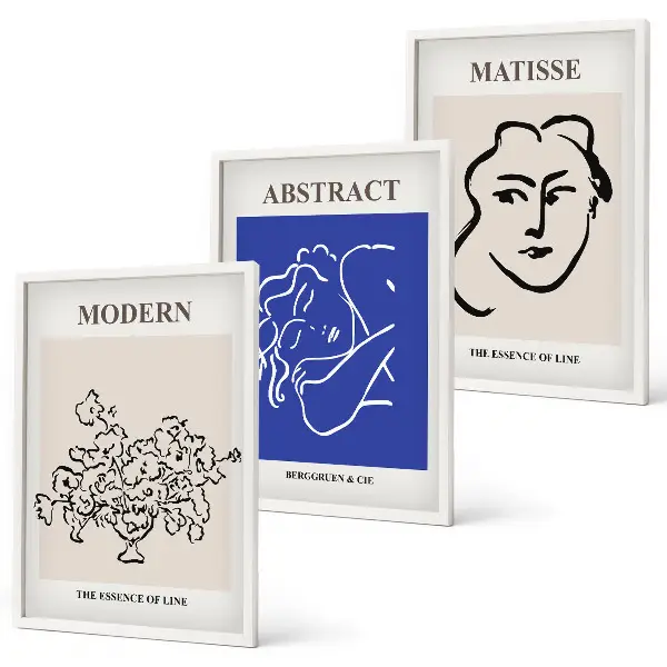 Set de 3 cuadros para salón estilo moderno con diseños de Matisse