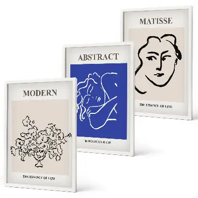 Set de 3 cuadros para salón estilo moderno con diseños de Matisse