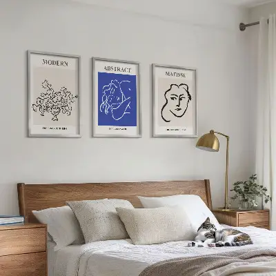 Set de 3 cuadros para salón estilo moderno con diseños de Matisse