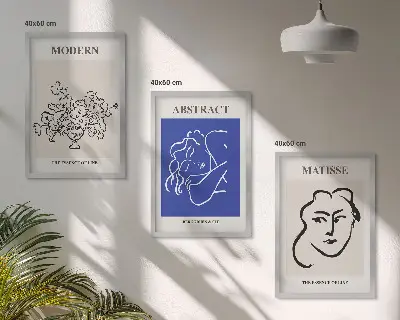 Set de 3 cuadros para salón estilo moderno con diseños de Matisse