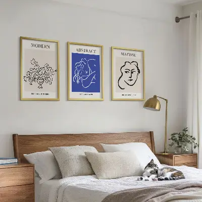 Set de 3 cuadros para salón estilo moderno con diseños de Matisse
