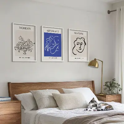 Set de 3 cuadros para salón estilo moderno con diseños de Matisse