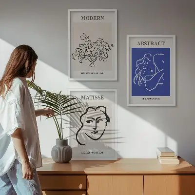 Set de 3 cuadros para salón estilo moderno con diseños de Matisse