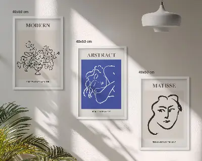 Set de 3 cuadros para salón estilo moderno con diseños de Matisse