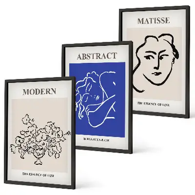 Set de 3 cuadros para salón estilo moderno con diseños de Matisse