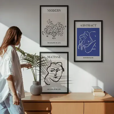 Set de 3 cuadros para salón estilo moderno con diseños de Matisse