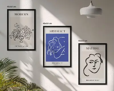 Set de 3 cuadros para salón estilo moderno con diseños de Matisse
