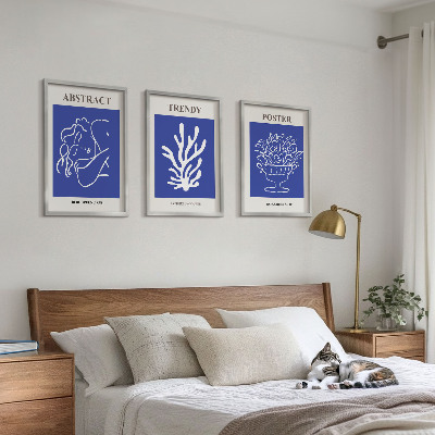 Juego de 3 cuadros Carteles azules con estilo