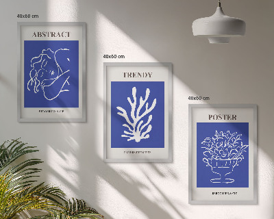 Juego de 3 cuadros Carteles azules con estilo