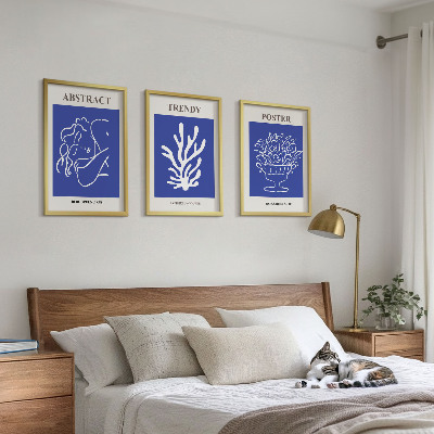 Juego de 3 cuadros Carteles azules con estilo
