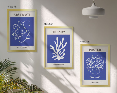 Juego de 3 cuadros Carteles azules con estilo