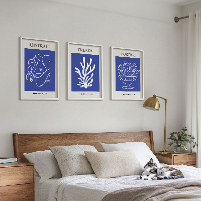 Juego de 3 cuadros Carteles azules con estilo