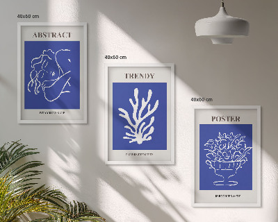 Juego de 3 cuadros Carteles azules con estilo