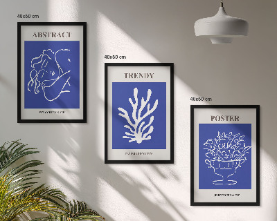 Juego de 3 cuadros Carteles azules con estilo