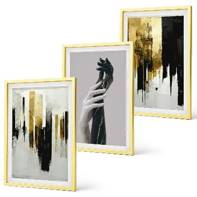Set de 3 cuadros abstractos pintados a mano decoración para salón