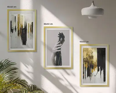 Set de 3 cuadros abstractos pintados a mano decoración para salón