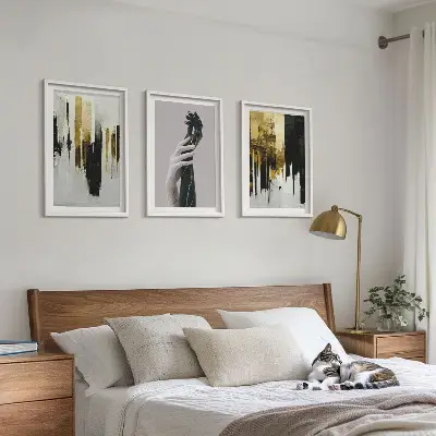 Set de 3 cuadros abstractos pintados a mano decoración para salón