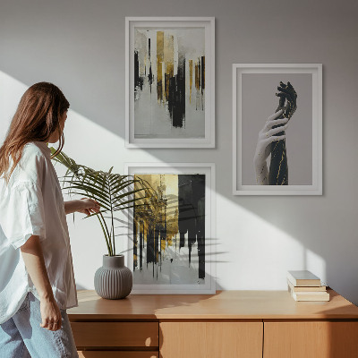 Set de 3 cuadros para salón Patrones abstractos de pintura a mano