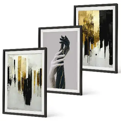 Set de 3 cuadros abstractos pintados a mano decoración para salón