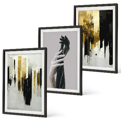 Set de 3 cuadros para salón Patrones abstractos de pintura a mano