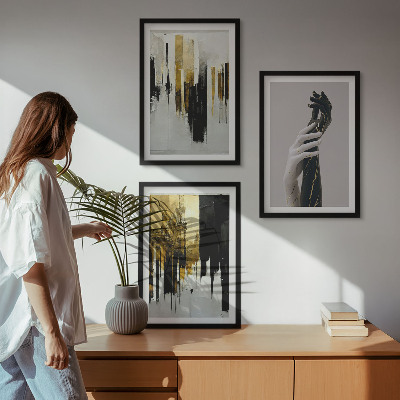 Set de 3 cuadros para salón Patrones abstractos de pintura a mano