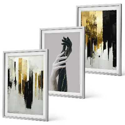 Set de 3 cuadros abstractos pintados a mano decoración para salón