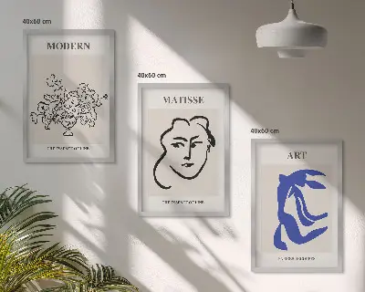 Juego de 3 cuadros con pósteres minimalistas abstractos