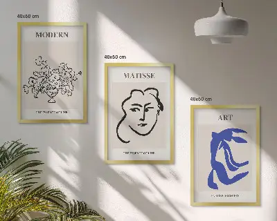 Juego de 3 cuadros con pósteres minimalistas abstractos