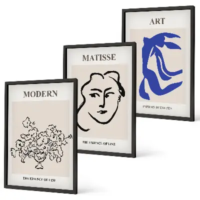 Juego de 3 cuadros con pósteres minimalistas abstractos