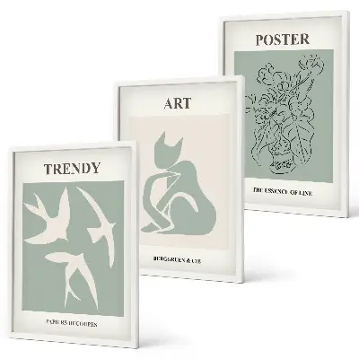 Set de 3 cuadros para salón con ilustraciones elegantes al estilo de Matisse