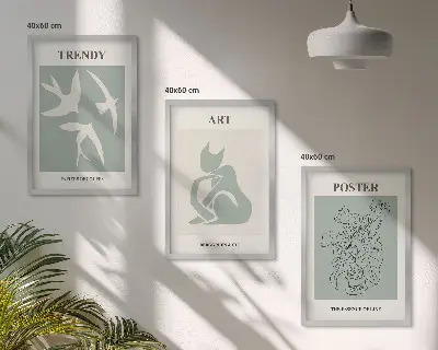 Set de 3 cuadros para salón con ilustraciones elegantes al estilo de Matisse